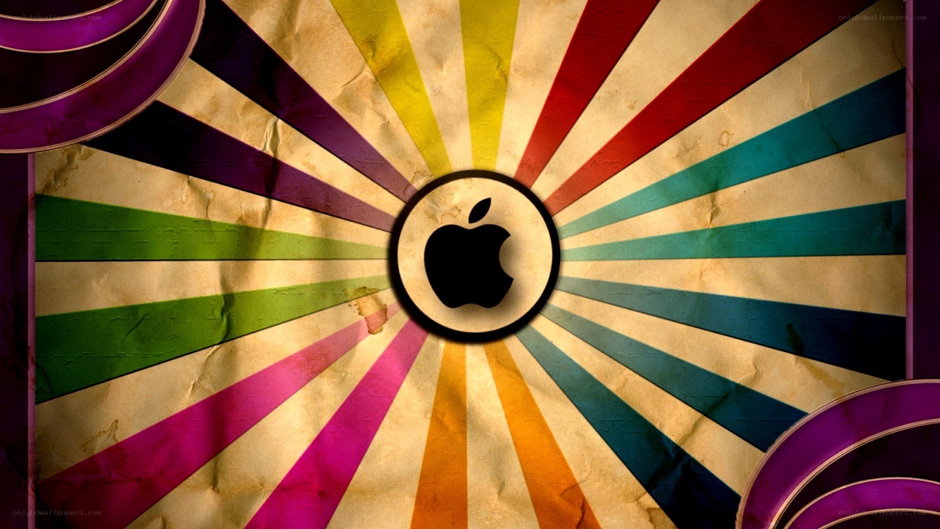 Apple logo on colorful background