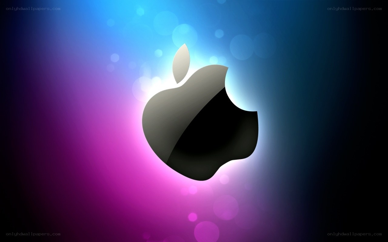 Apple logo on colorful background