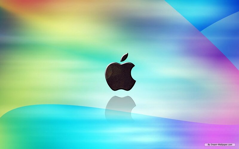 Apple Logo on Colorful Background — Blue