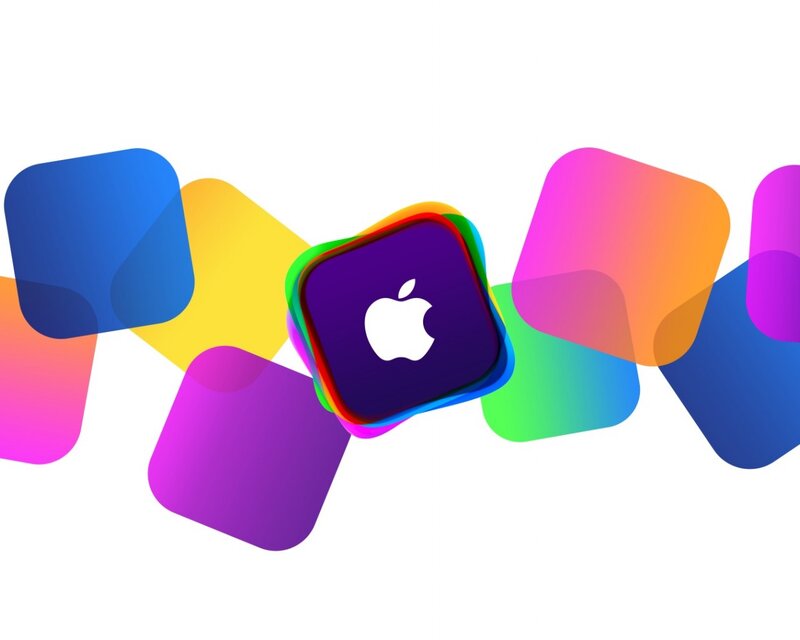 Apple Logo on Colorful Squares
