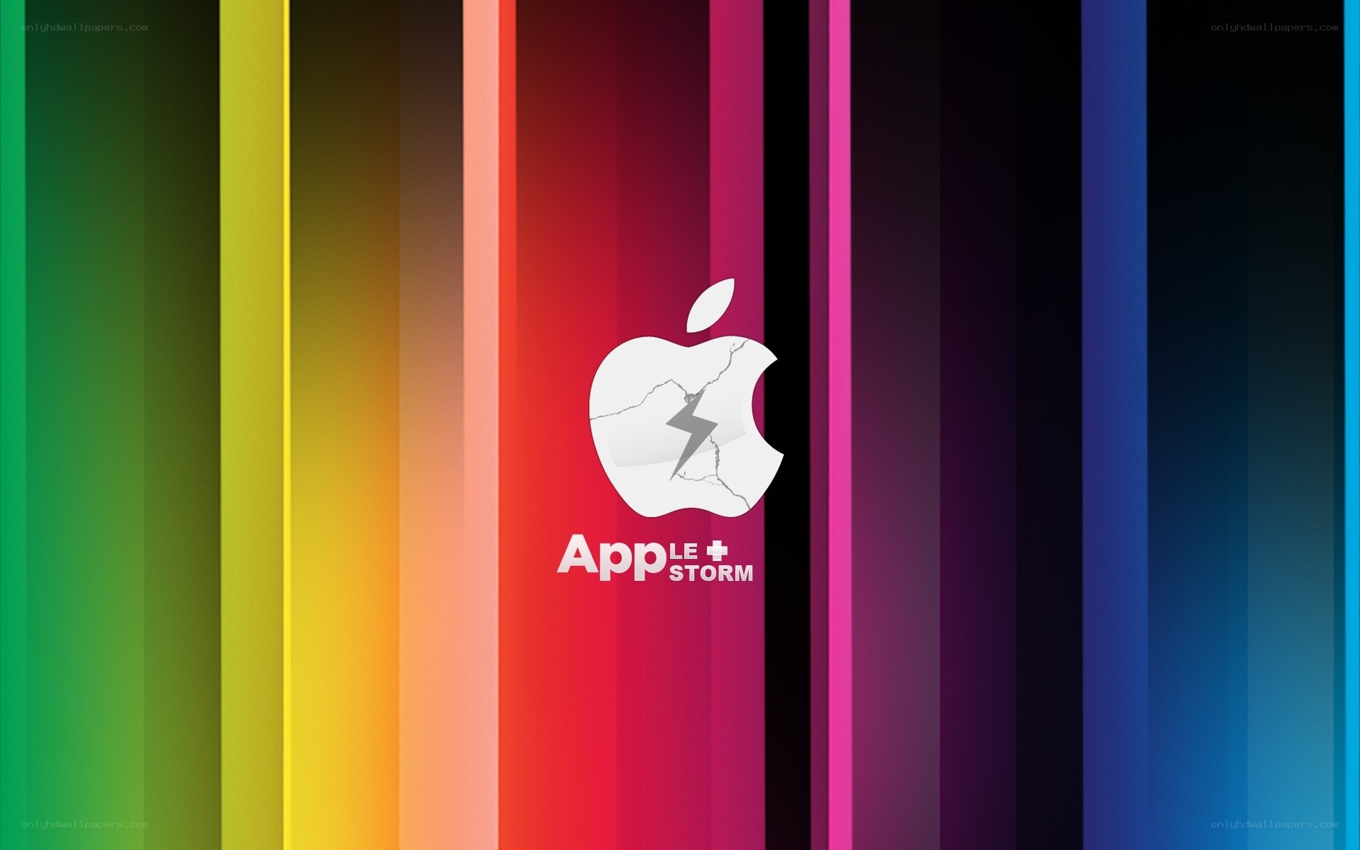 Apple logo on colorful stripes