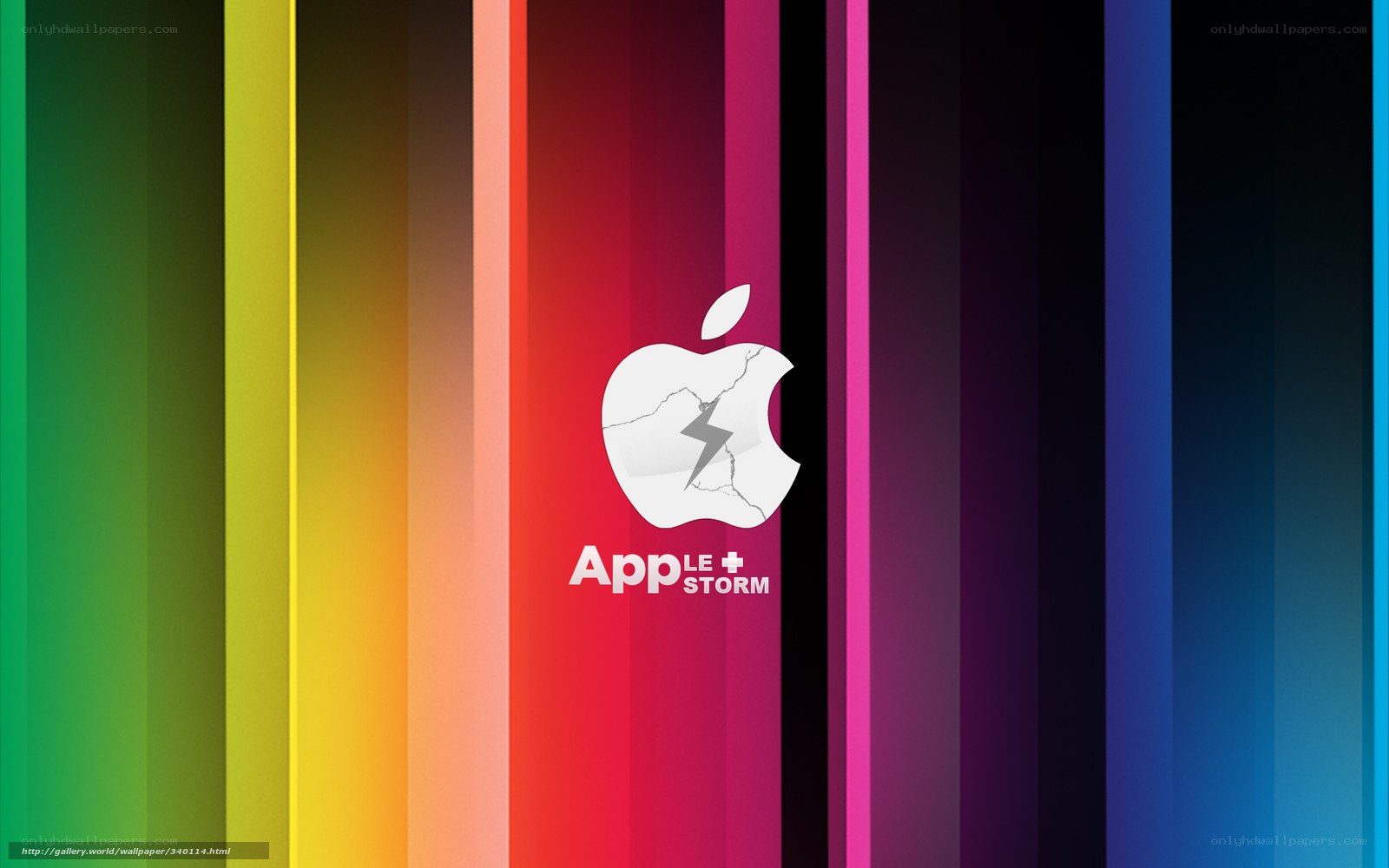 Apple logo on colorful stripes