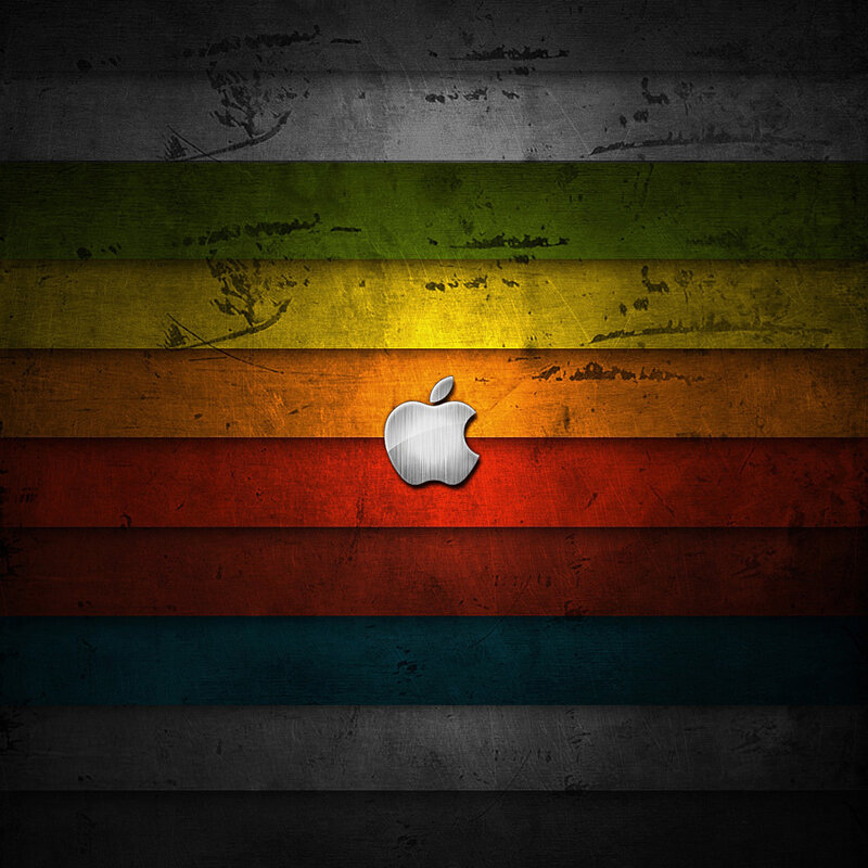 Apple logo on colorful stripes