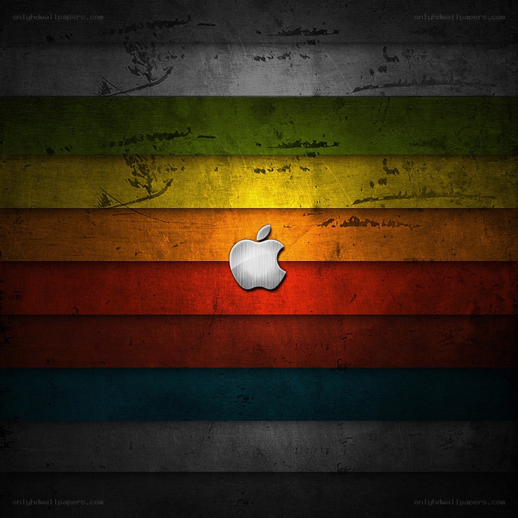 Apple logo on colorful stripes