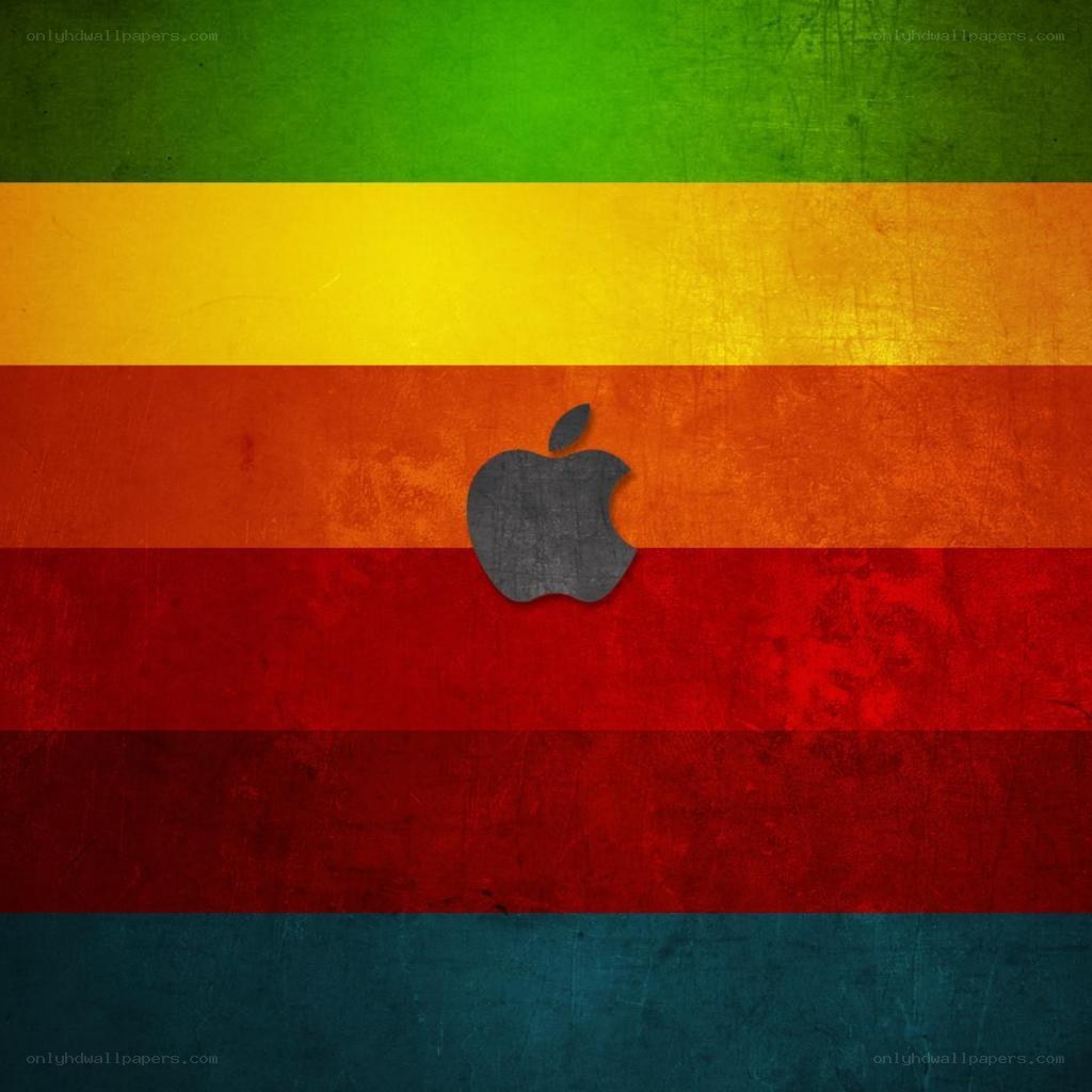 Apple logo on colorful stripes