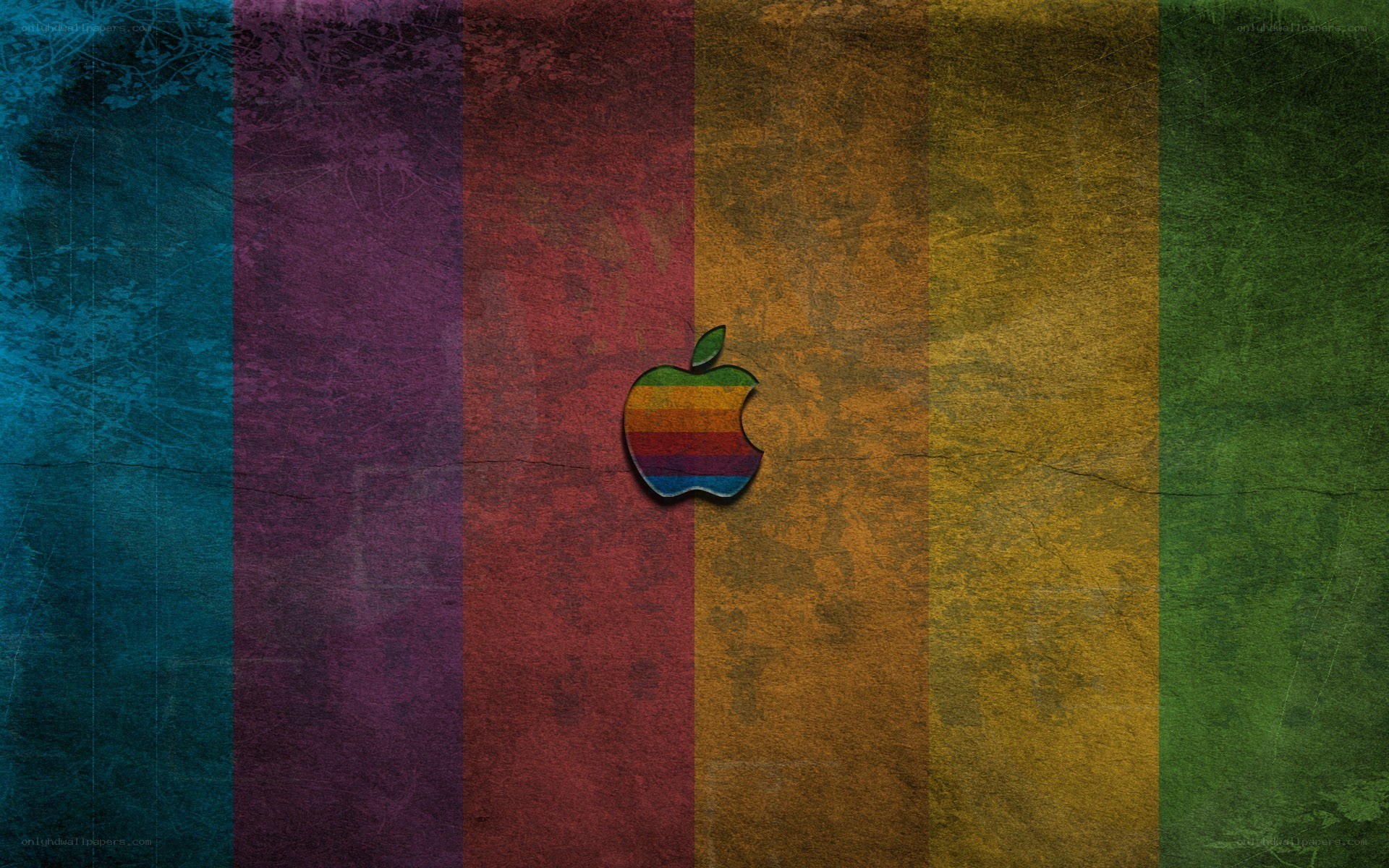 Apple logo on colorful stripes