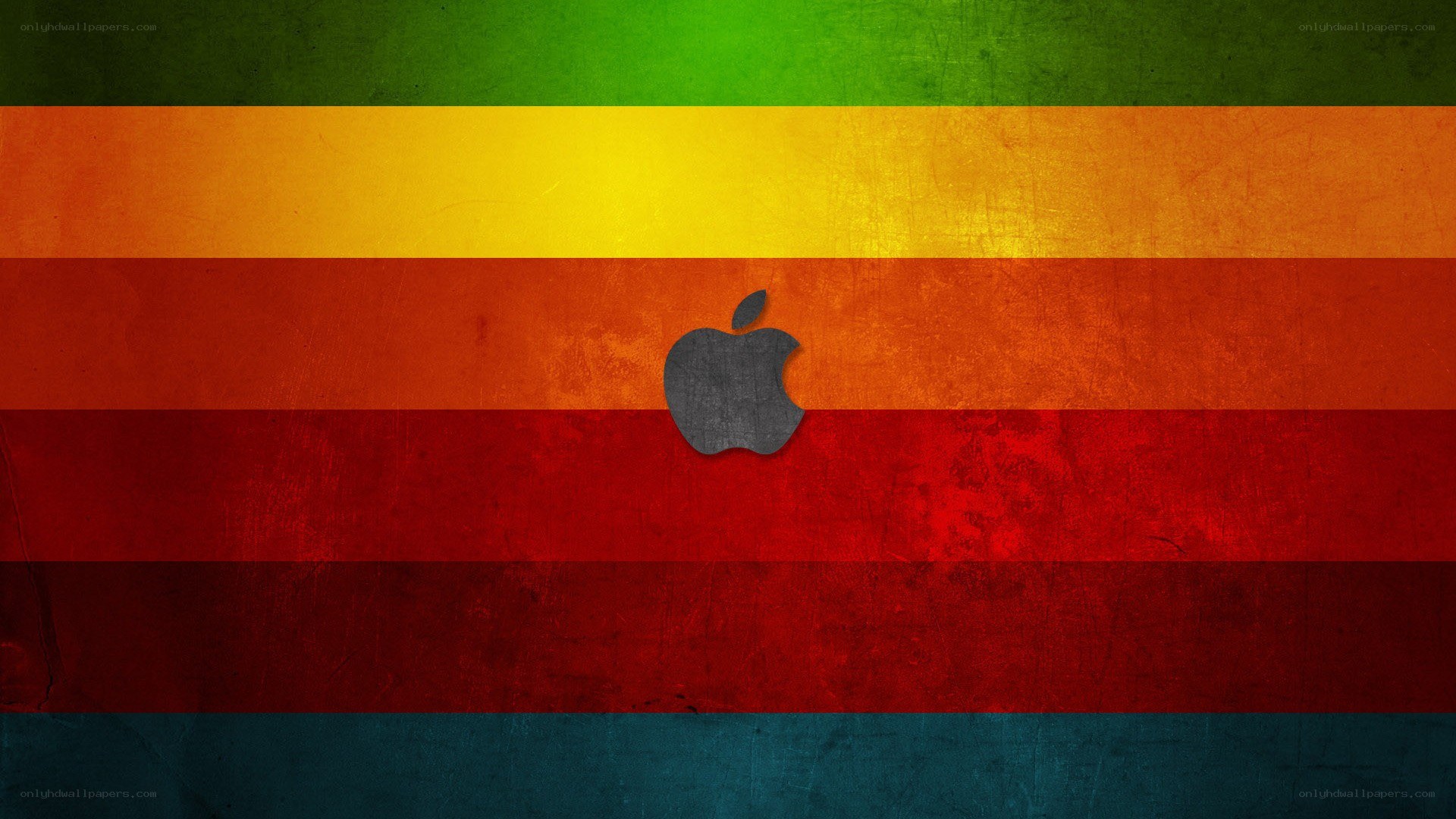 Apple logo on colorful stripes
