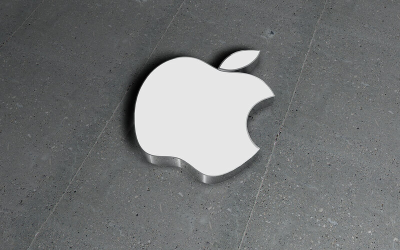 Apple logo on concrete