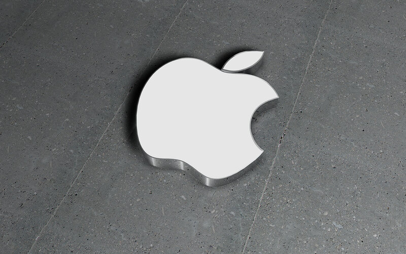 Apple logo on concrete