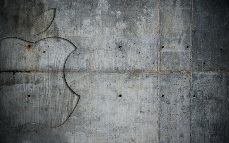 Apple Logo on Concrete — Gray