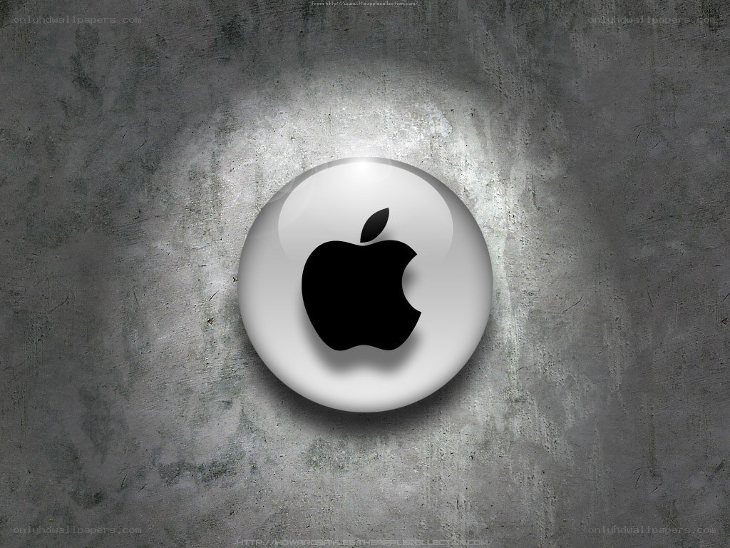 Apple logo on concrete wall