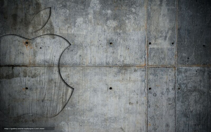 Apple logo on concrete wall