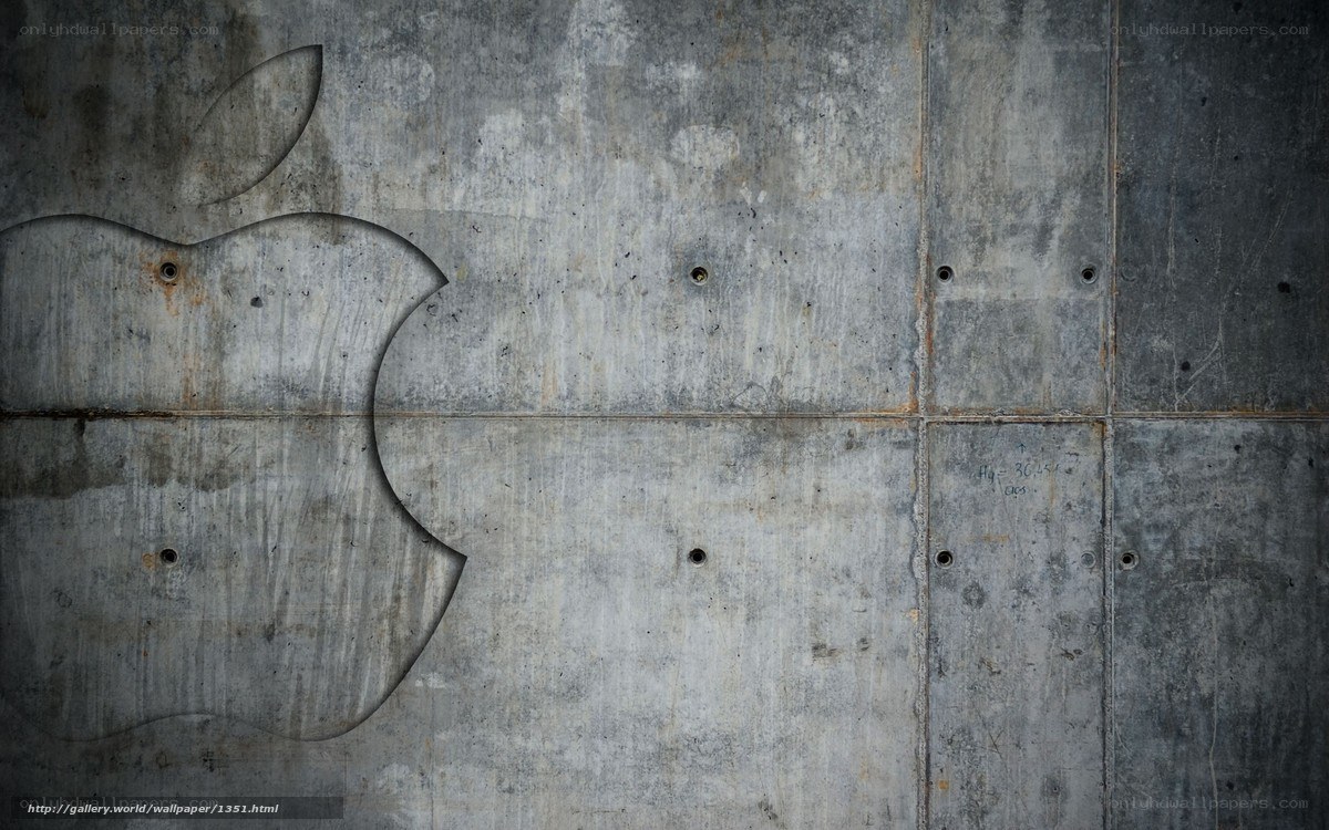 Apple logo on concrete wall