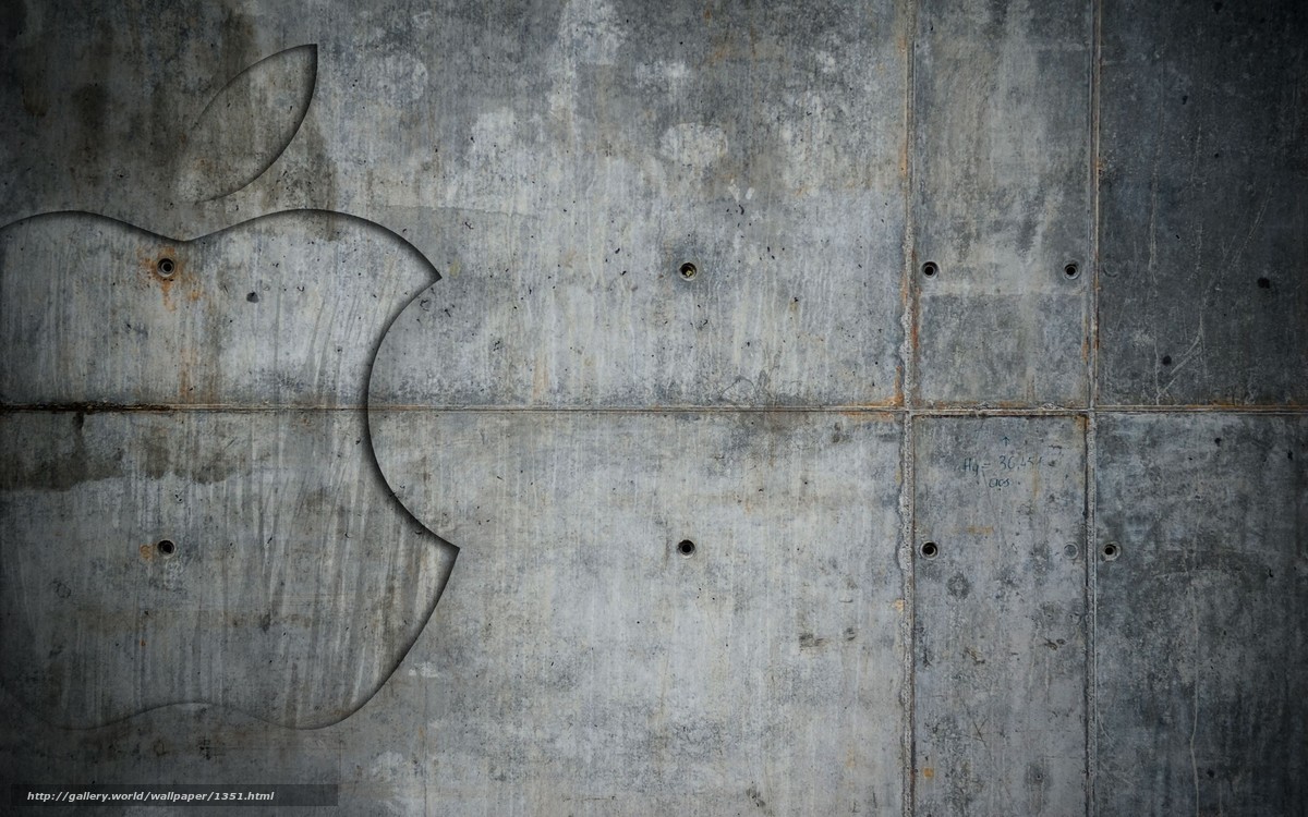 Apple logo on concrete wall