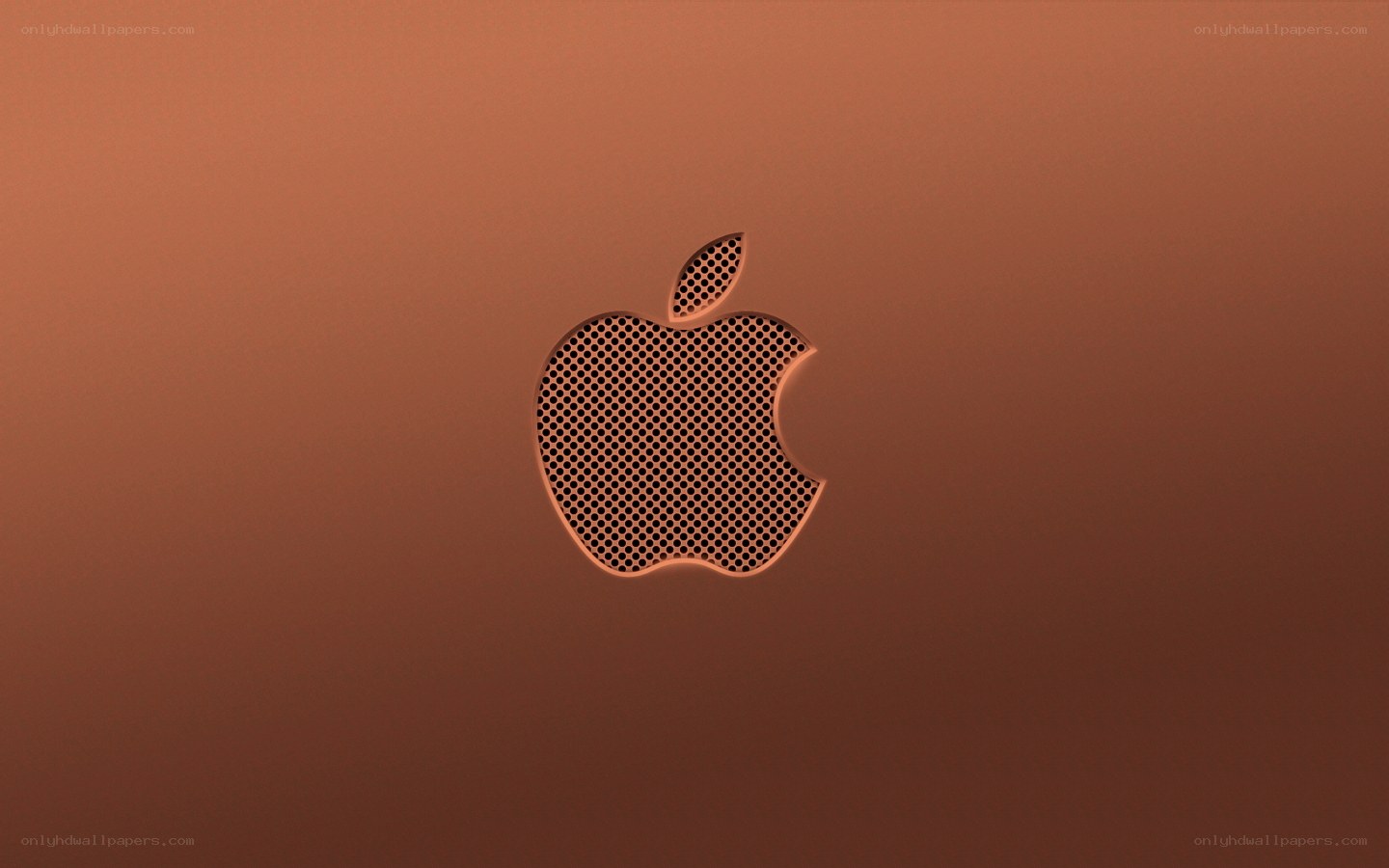 Apple logo on copper surface
