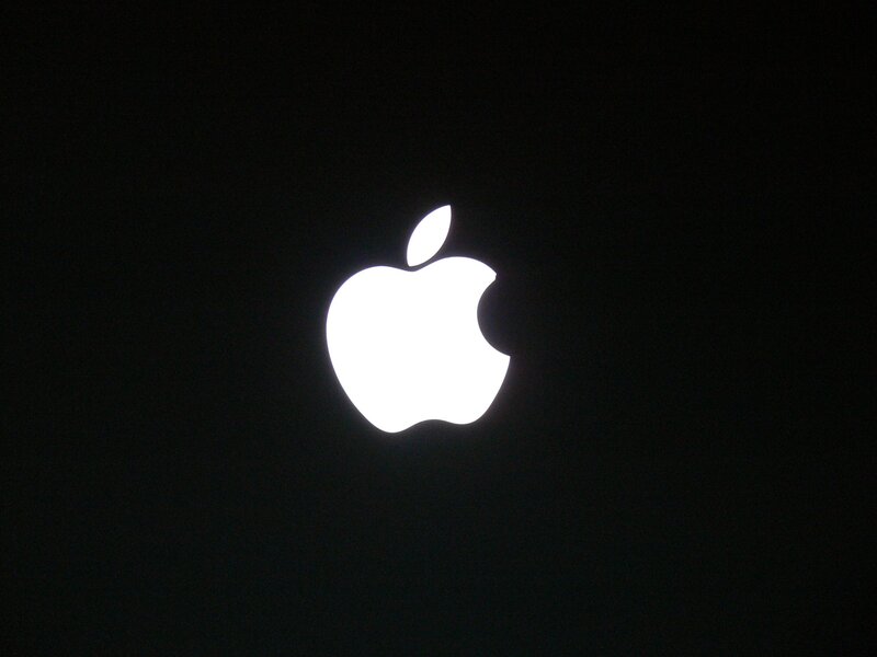 Apple logo on dark background