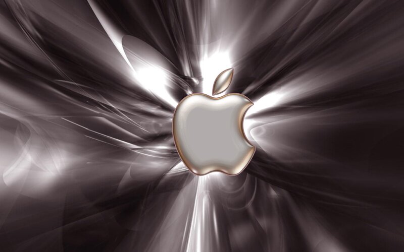 Apple Logo on Dark Background — Black, Dramatic, Digital Art