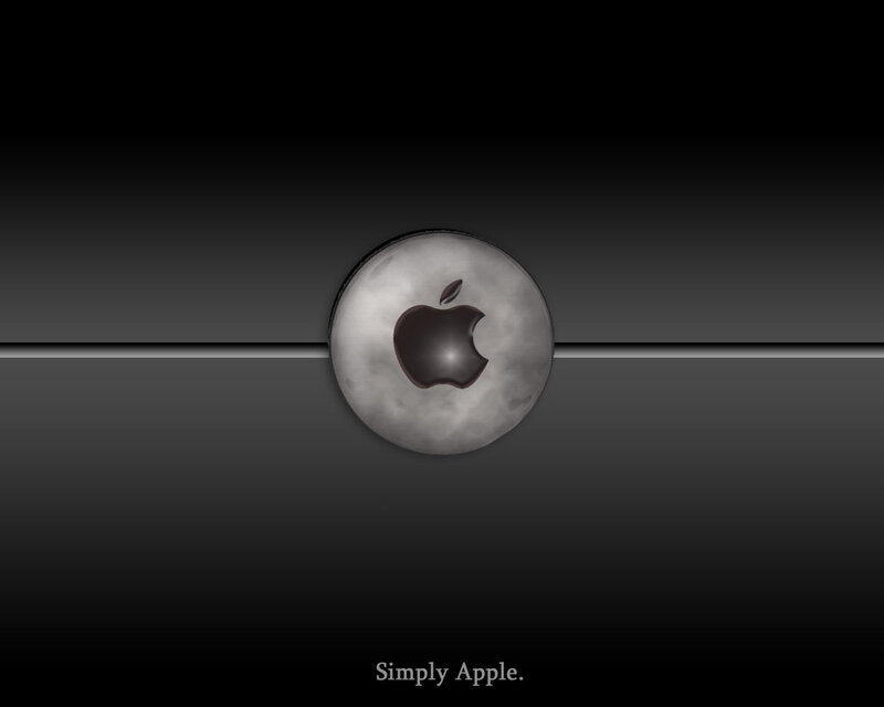 Apple Logo on Dark Background — Black, Minimalist, Digital Art, Text