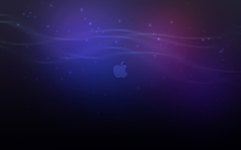 Apple Logo on Dark Background — Purple, Serene, Cosmic