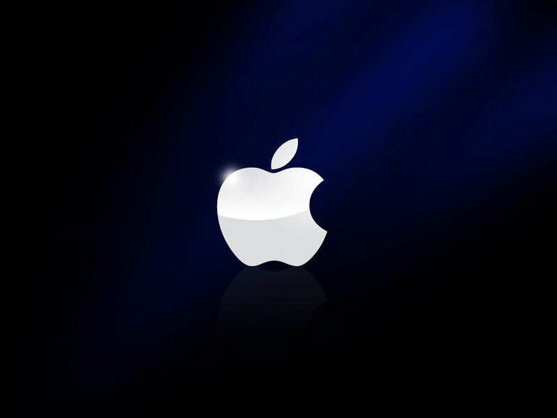Apple logo on dark blue