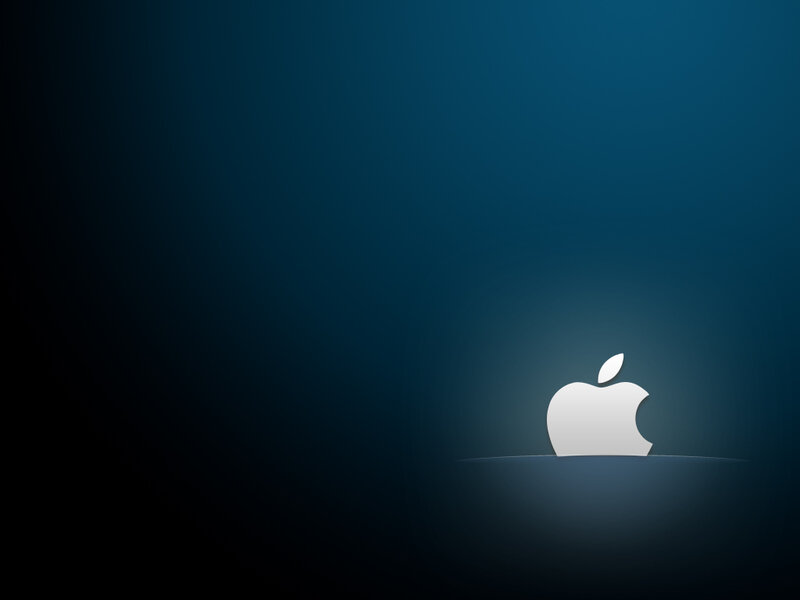 Apple logo on dark blue background
