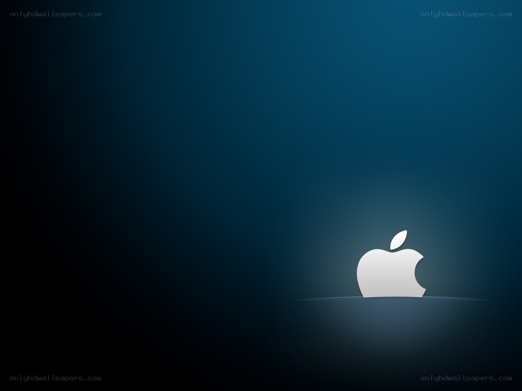 Apple logo on dark blue background