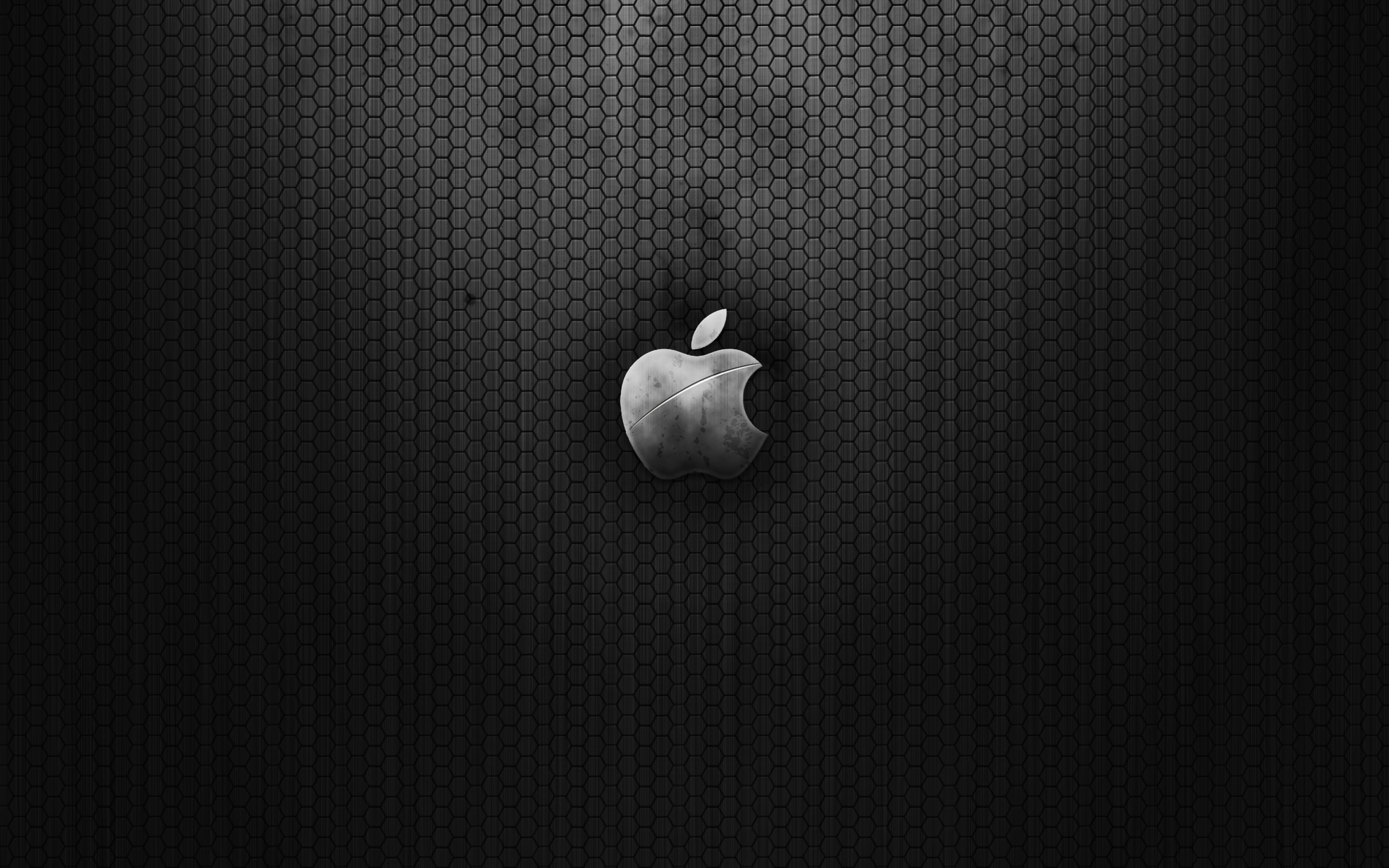 Apple logo on dark mesh