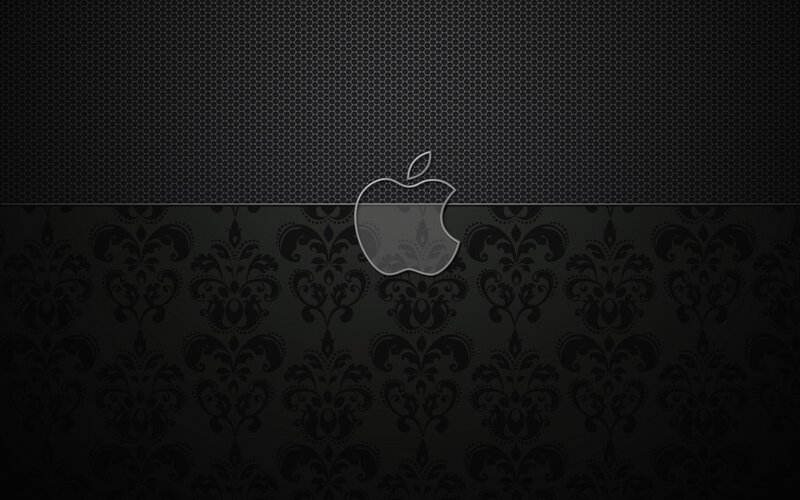 Apple logo on dark patterned background