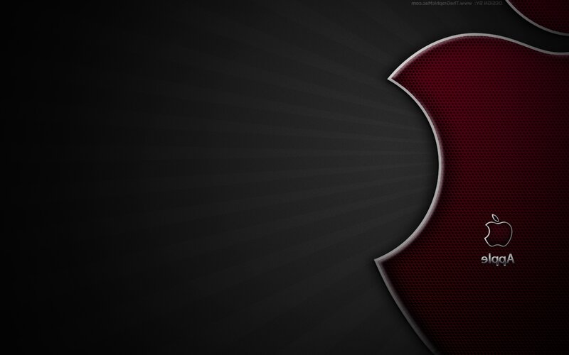 Apple logo on dark red background