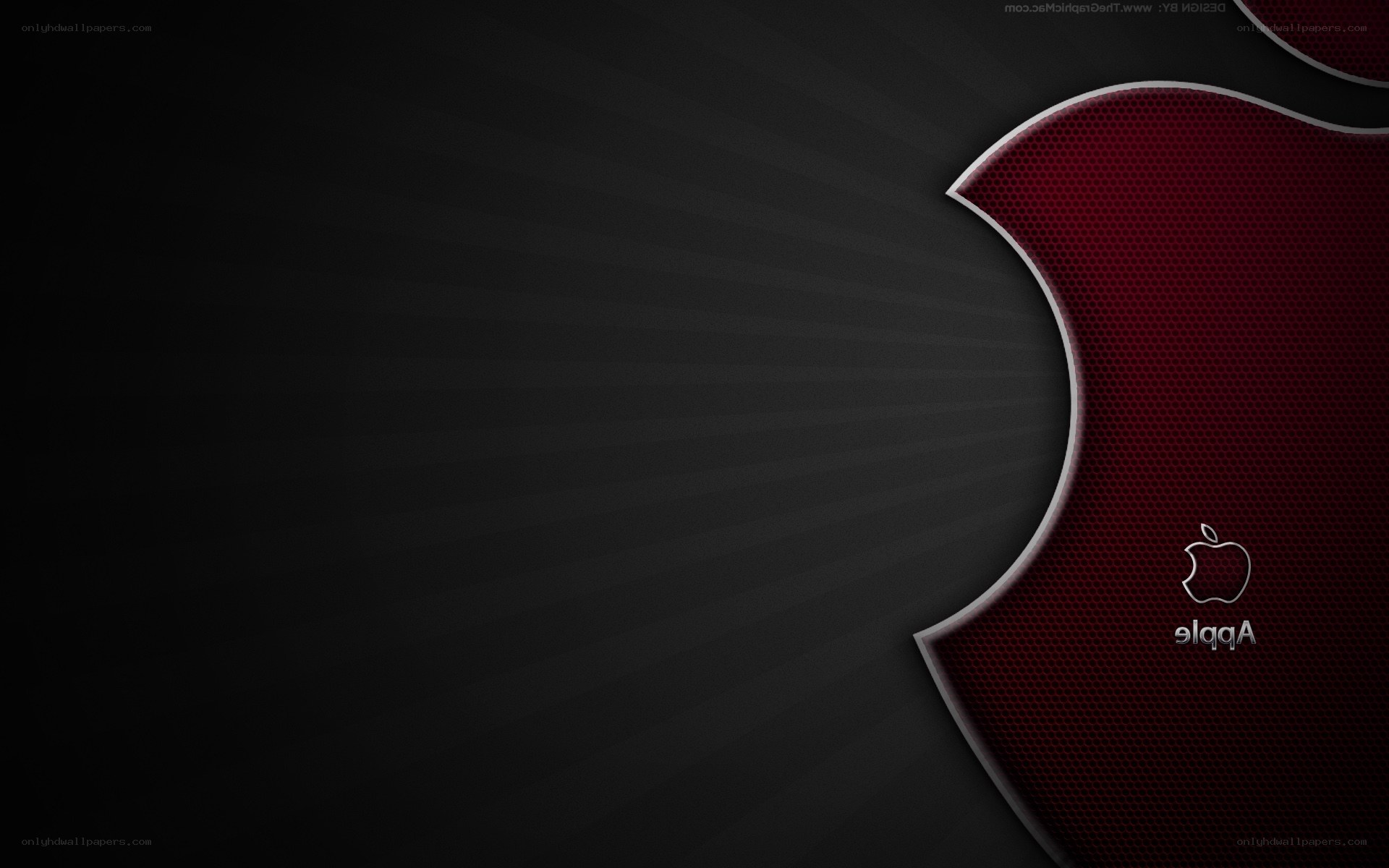 Apple logo on dark red background