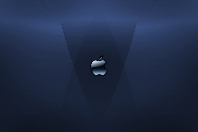 Apple Logo on Dark Surface — Blue, Minimalist