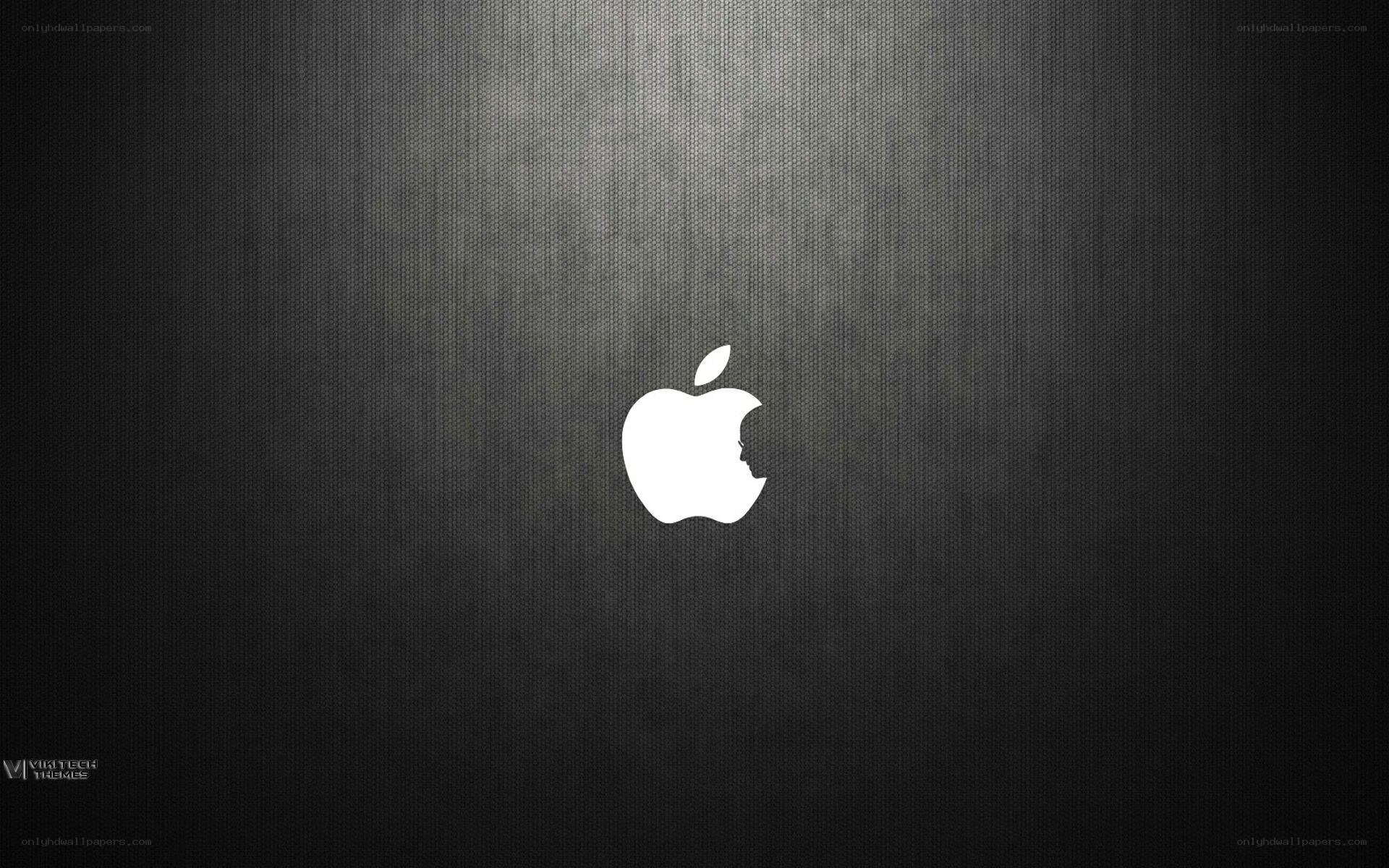 Apple logo on dark textured background