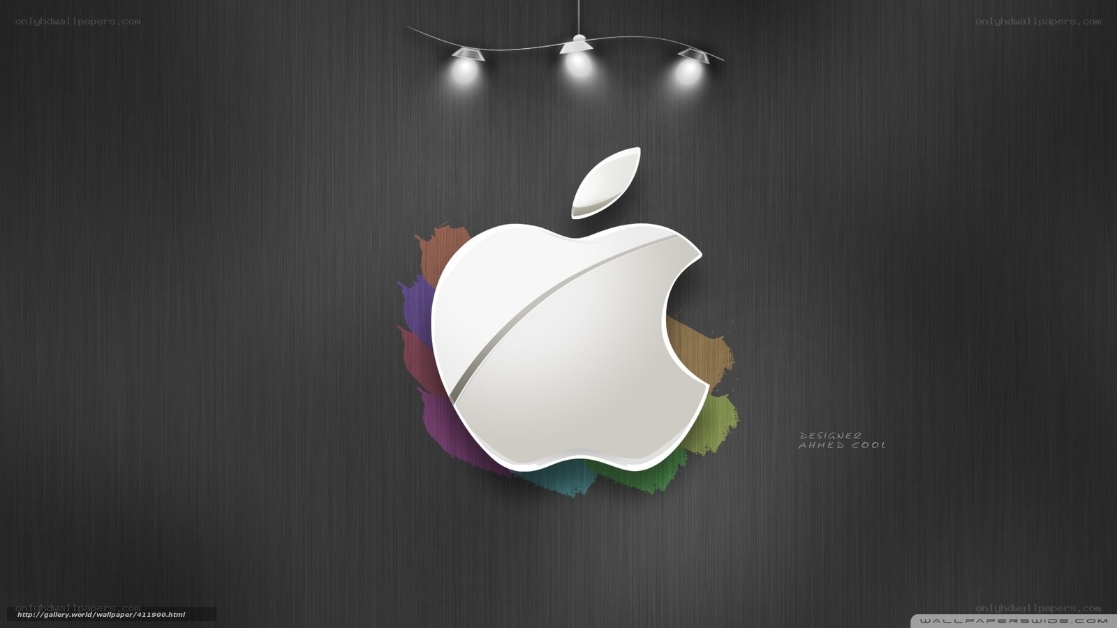 Apple logo on dark wall