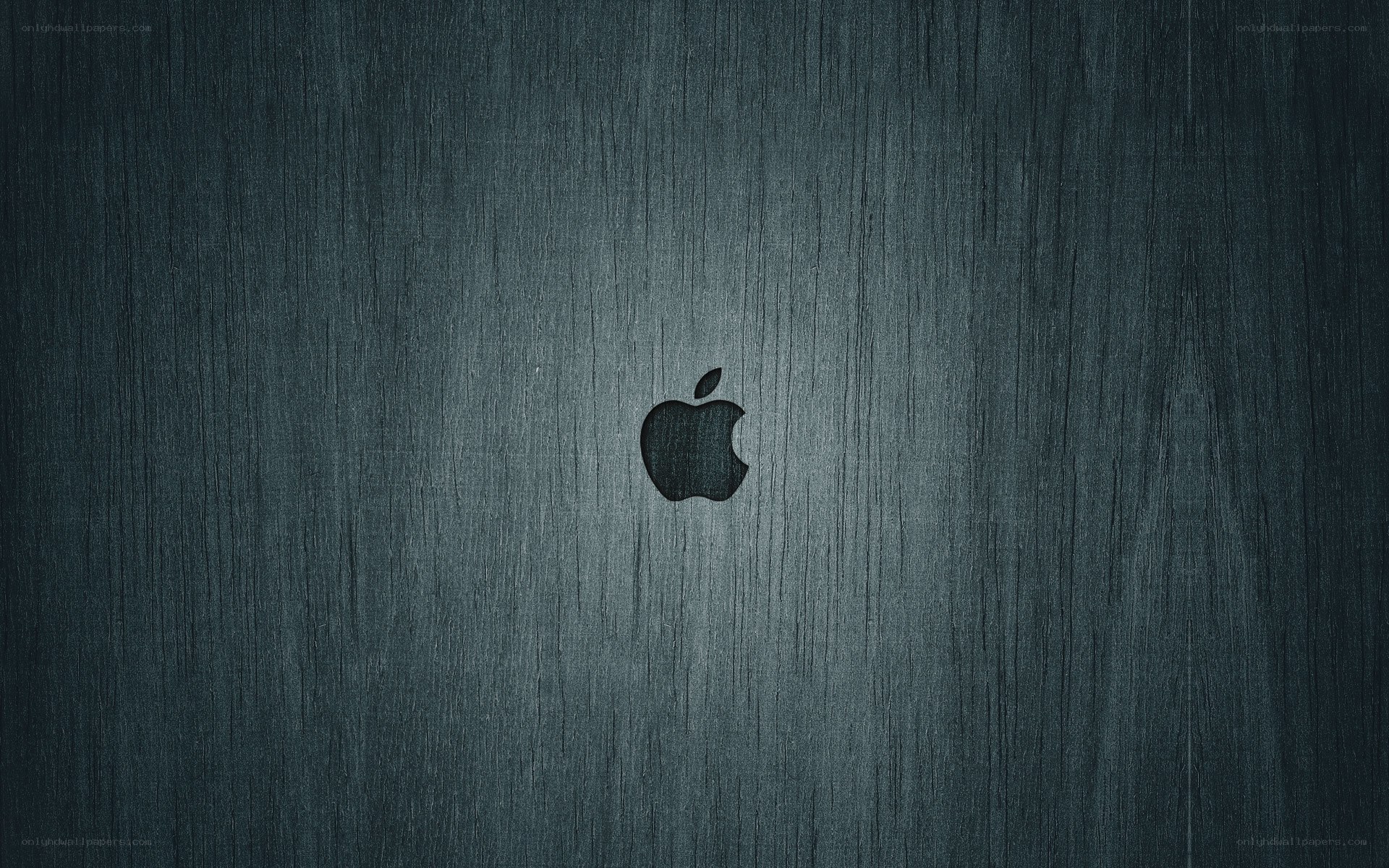 Apple logo on dark wood