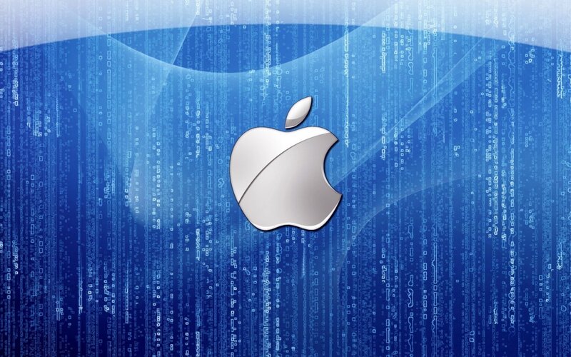 Apple Logo on Digital Background — Blue