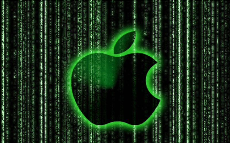 Apple Logo on Digital Background — Green