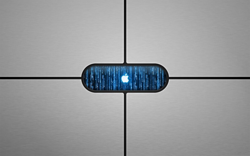 Apple logo on digital display