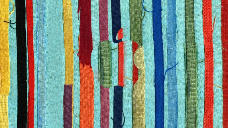 Apple Logo on Fabric — Blue
