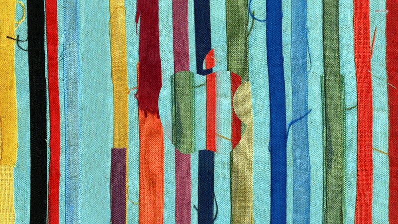 Apple logo on fabric stripes