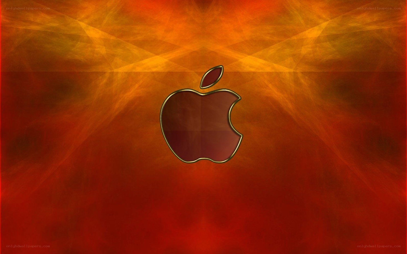 Apple logo on fiery background