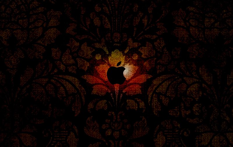 Apple logo on floral background