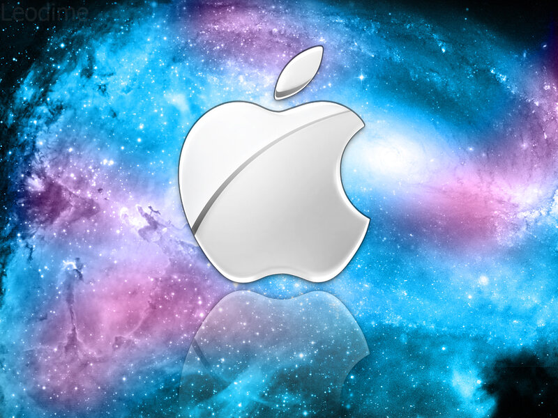 Apple logo on galaxy background
