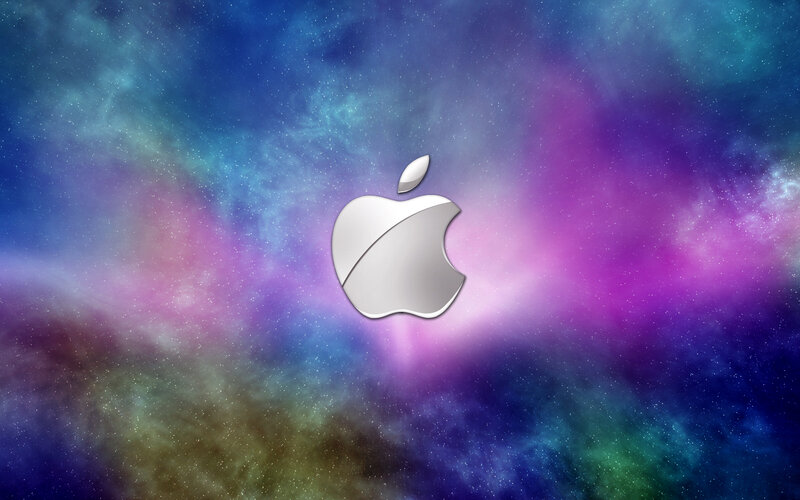Apple logo on galaxy background