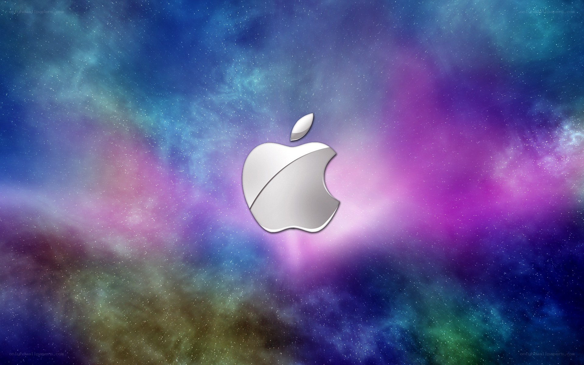 Apple logo on galaxy background