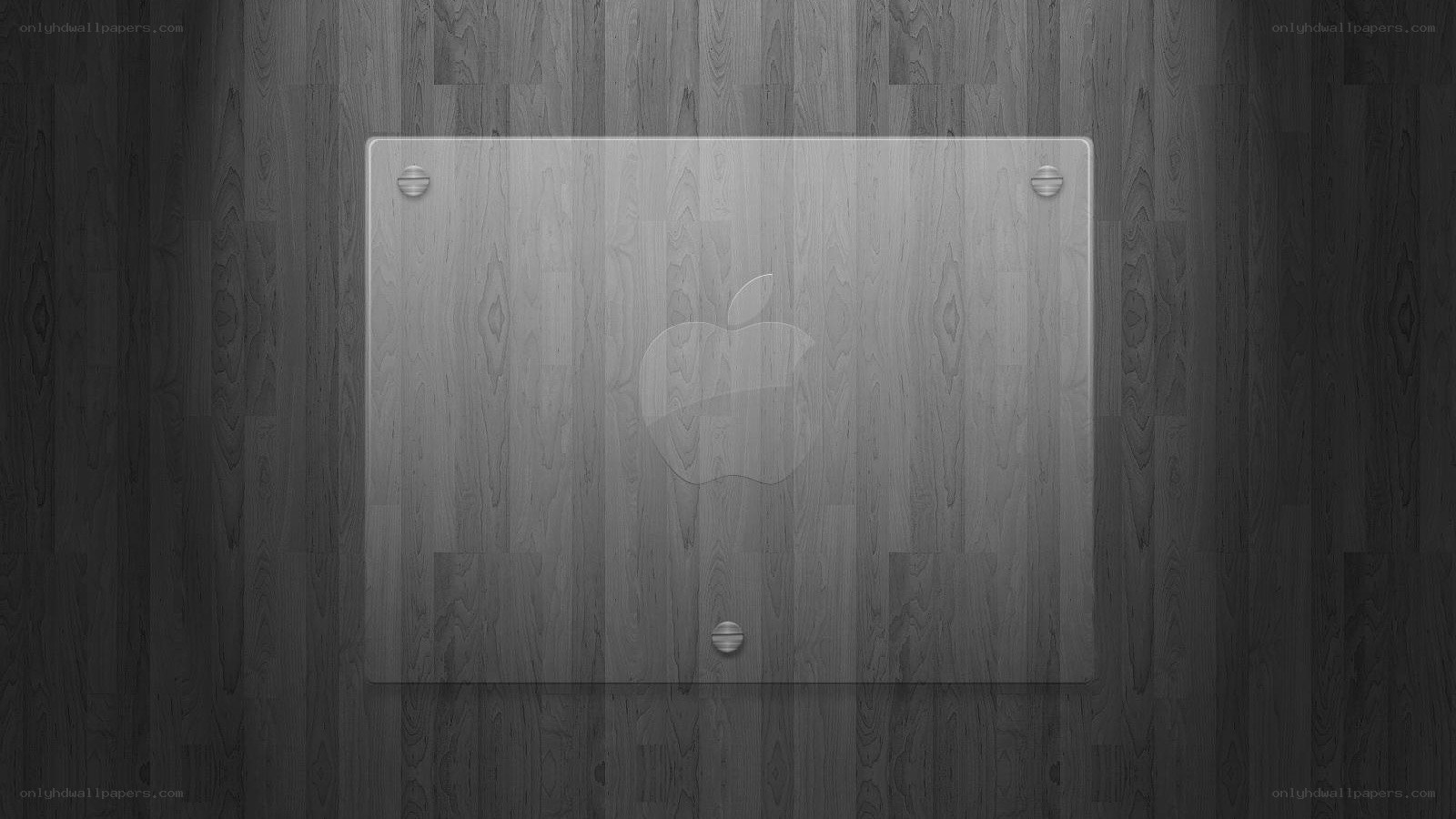 Apple logo on glass panel