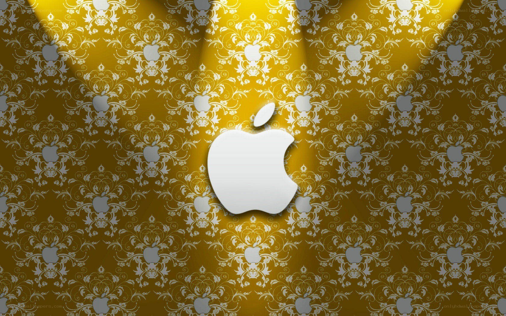 Apple logo on golden wallpaper
