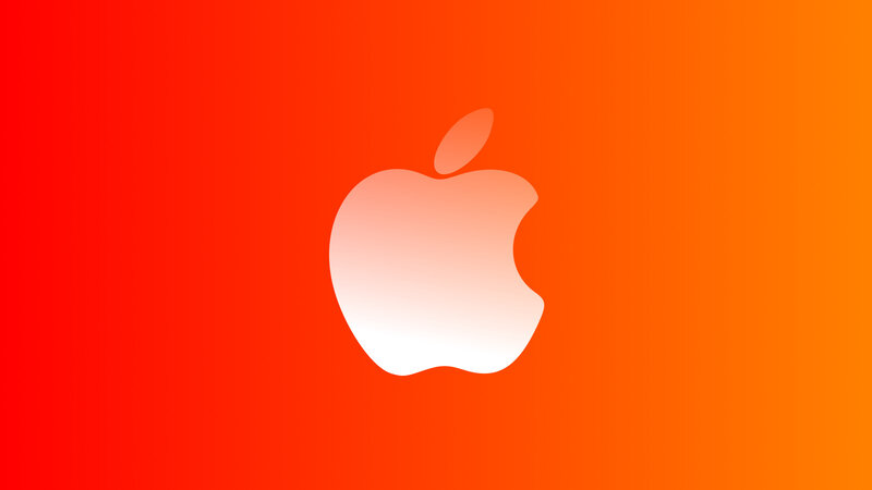 Apple Logo on Gradient — Red, Minimalist