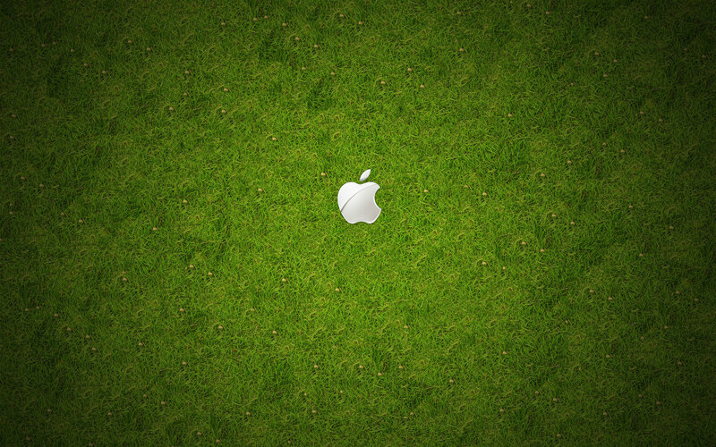 Apple logo on grass