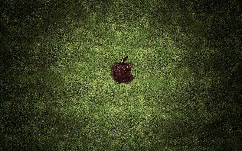 Apple logo on grass