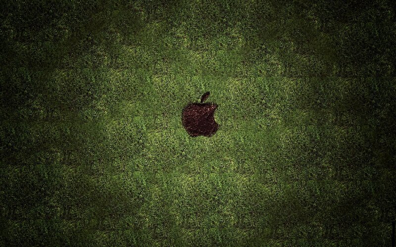 Apple logo on grass